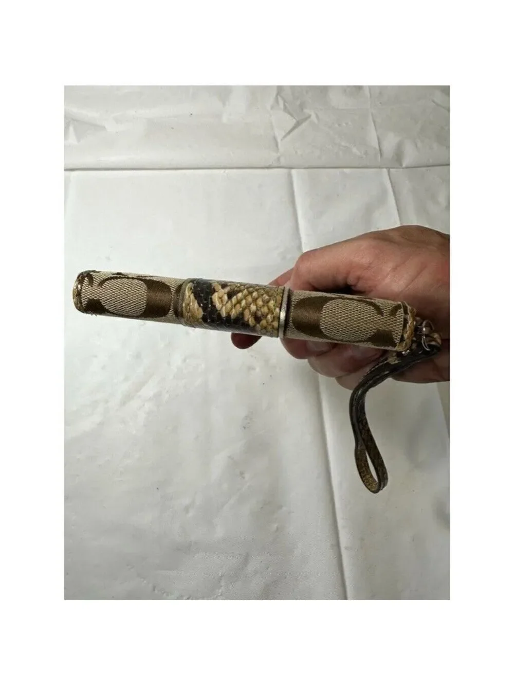 Coach 61851 Sutton Signature C Python Universal Case Wristlet Khaki/Natural